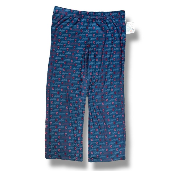 NWT MLB Cleveland Indians Navy Blue Repeat Logo Pajama Pants Men's Size Large - Picture 1 of 12